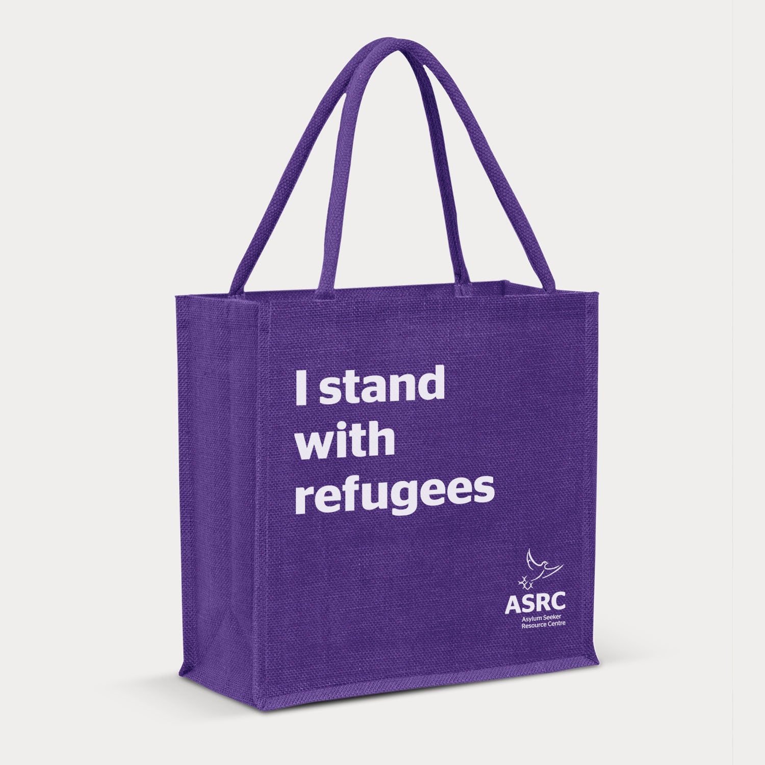 I Stand With Refugees Tote Bag (Purple)